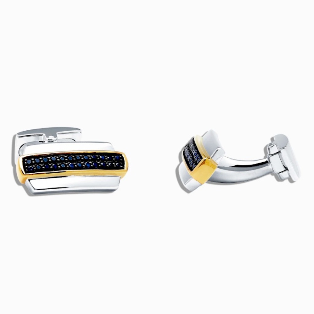 NEW Effy Men's Sterling Silver and Blue Sapphire Cufflinks, 0.62 TCW